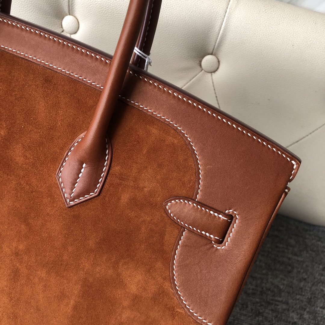 에르메스 버킨백30 골드브라운 금장 스웨이드